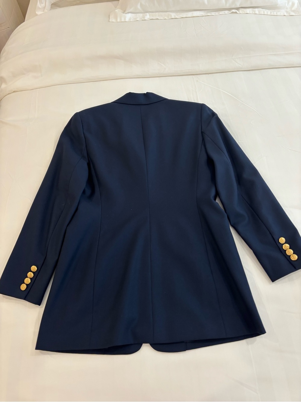 Embassy Row Vintage Wool Navy Crest Single-Breasted Women's Blazer - Picture 6 of 7